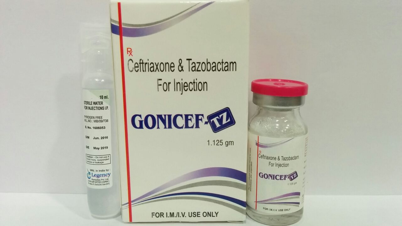 GONICEF-TZ 1.125 | Ceftriaxone 1000 mg + Tazobactum 125 mg
